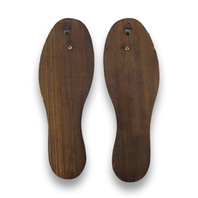 Girolamo distressed antique white wood shoe sole wall hooks with wooden pegs, set of 2, made in the USA — each 10.75 x 3.75 x 1.5 inches