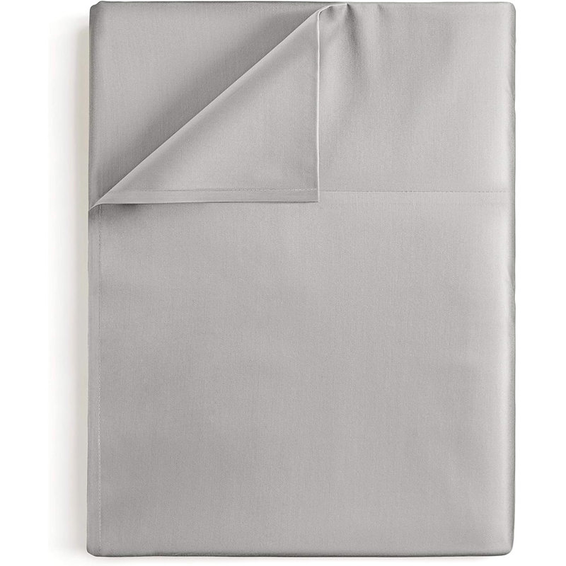 Drap plat doux - Drap de dessus rafraîchissant, respirant et infroissable, Gris clair, Très grand lit