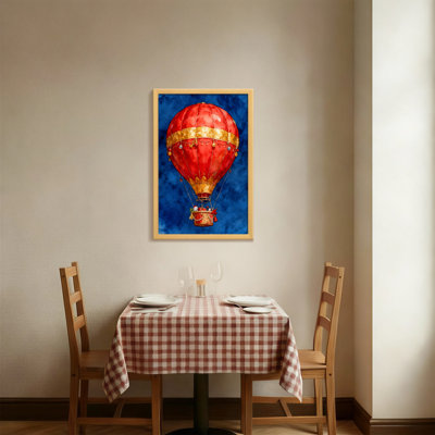 Montgolfière de Noël rouge avec bordure dorée