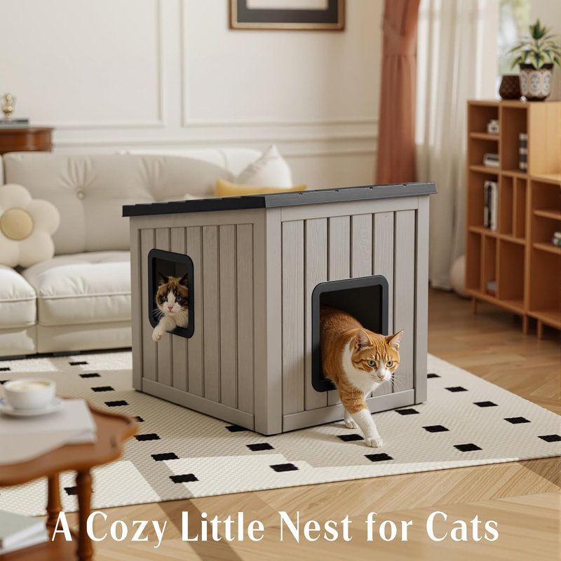 Maison pour chat multi-usages imperméable pour l'extérieur, Noir