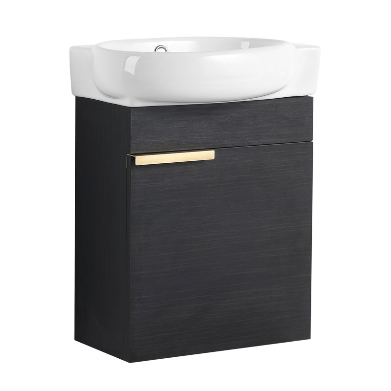 Meuble-lavabo à fermeture en douceur avec lavabo, 16 pouces pour petite salle de bain