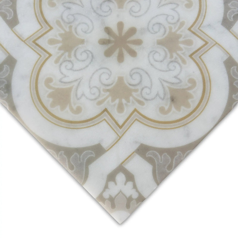Serene Crest Carrara Taupe Marble  6"x6" Laser Engraved Tile