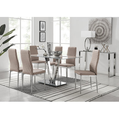 Scottsmoor V Grey Dining Table And 6 Grey Chairs