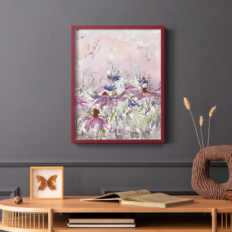 Floral Entertainment I, reproduction encadrée - bois massif, Rouge, H 10 po x l 8 po