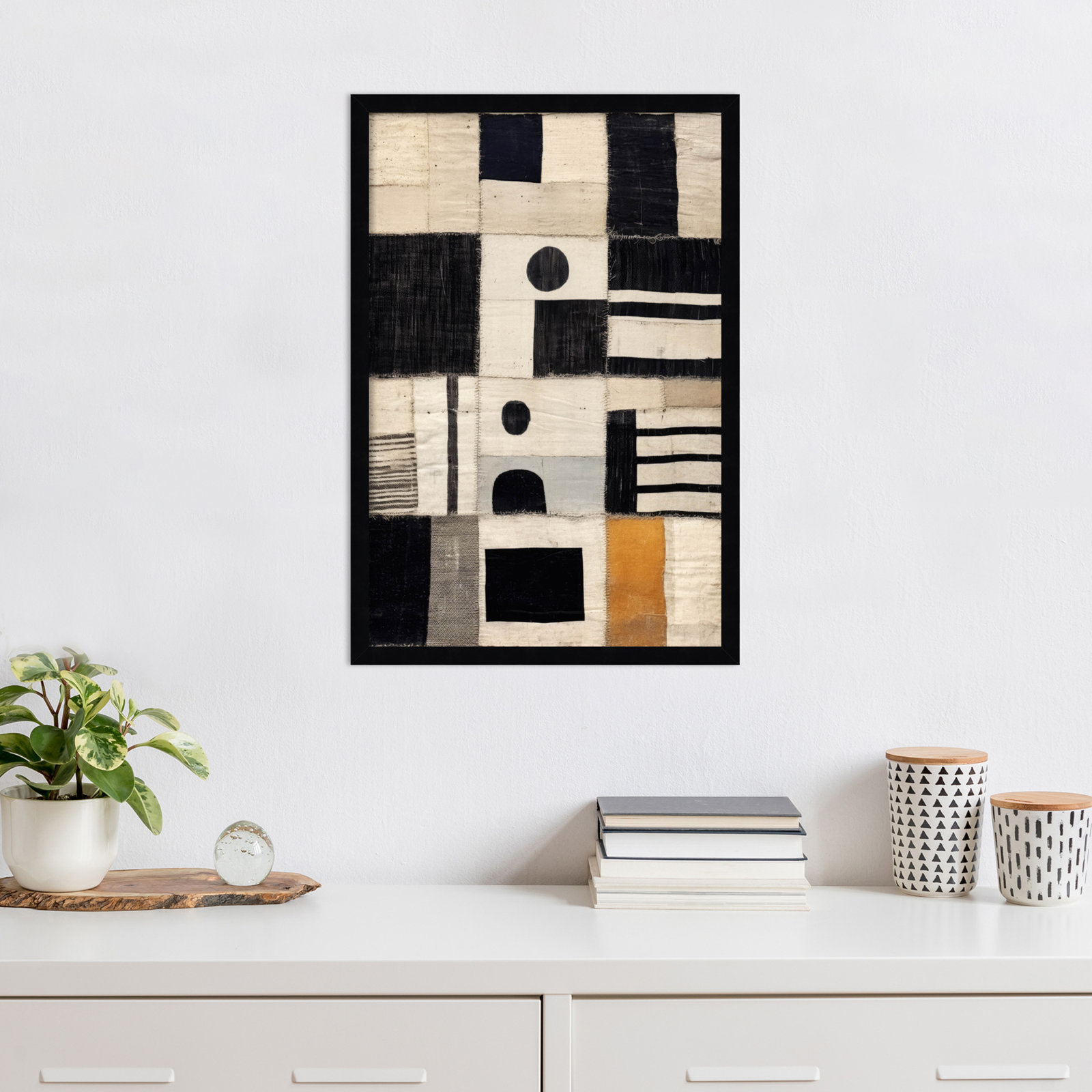Galya "Sewn Fabric" Print by Treechild, Black, 25" H x 17" W