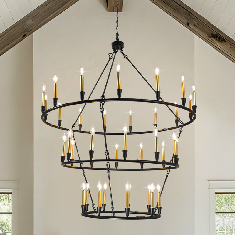 Lailie 36 - Light Dimmable Chandelier Large Foyer Lighting Fixtures Chandelier for High Ceilings 3 Tier Chandelier for Living Room