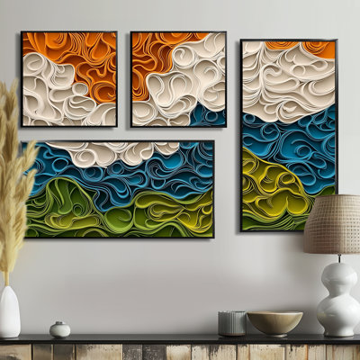 Biomorphism Earth Rhythm In Chaos IV - Abstract Wall Art, 4 pièces