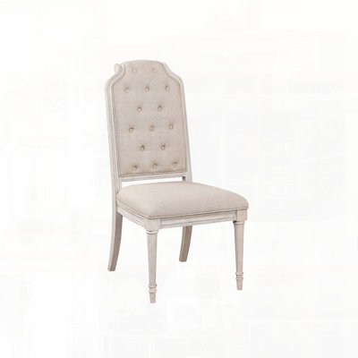 Fabric Upholstered Side Chair with Antique Finish