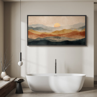 Large Framed Canvas Print Wall Art - Abstract Landscape Print for Modern Home Decor