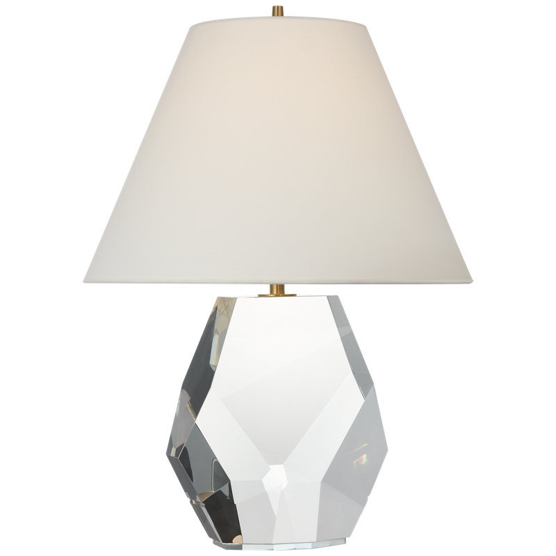 Thomas O'Brien Anthenee 25" Table Lamp in Alabaster with Linen Shade, Clear