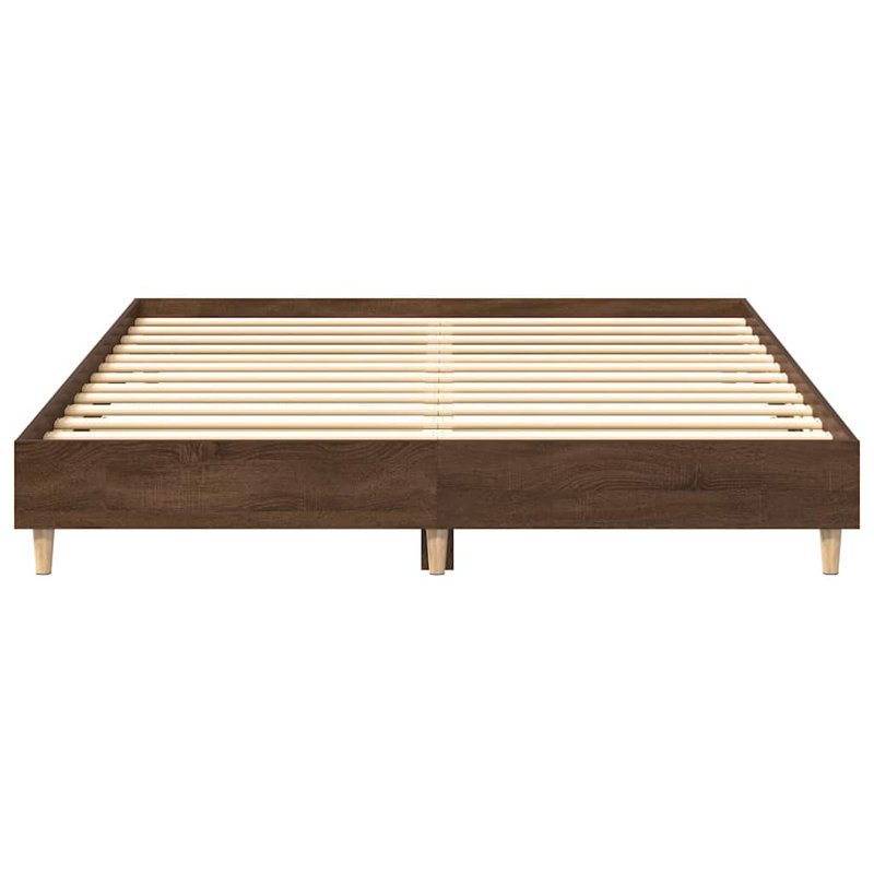 Bed Frame No Mattress Engineered Wood, 143 x 203cm, Brown Oak