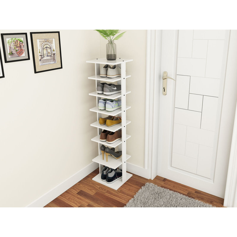 7 Pair Stackable Shoe Rack, White