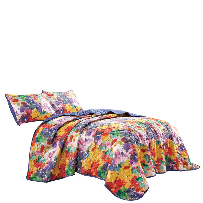 Ksana Floral Duvet Cover, Queen Bedspread + 2 Standard Shams