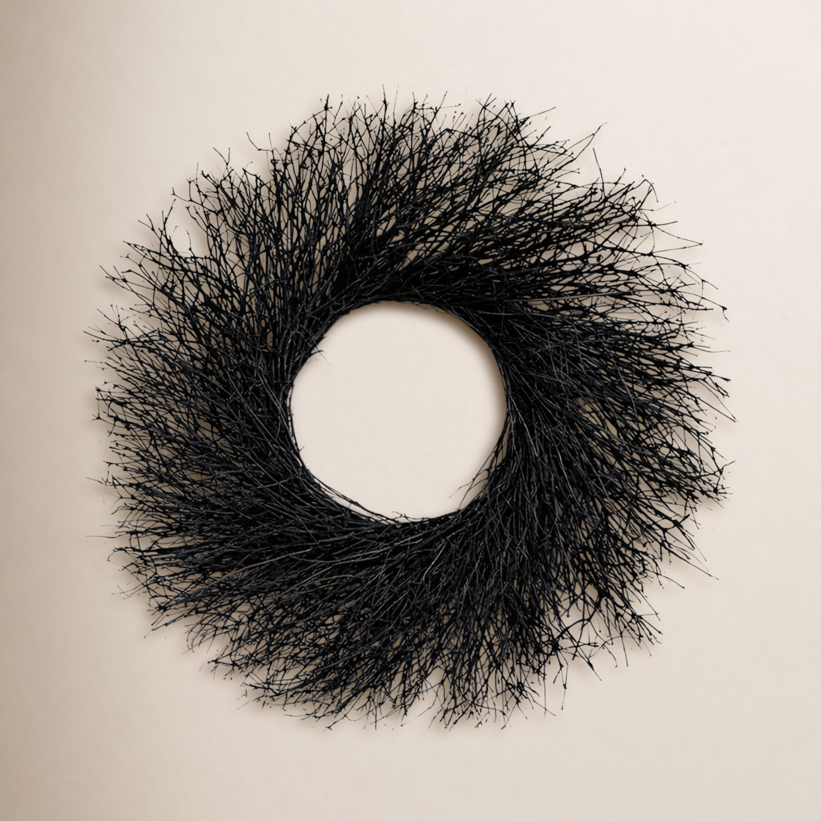 Painted Black Quail Brush Twigs Wreath