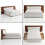 Lit plateforme tapissier moderne avec rangement intégré, très grand lit, lin crème-104405276-104405346