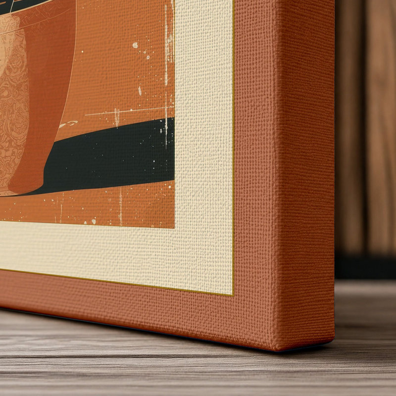Potted Plant Geometric Botanical - Wrapped Canvas, 36x24 - 91.4 x 61.0 cm, Terracotta Border