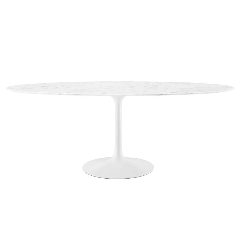  Lippa Oval Artificial Marble Dining Table, White, 29.5" H x 78.5" L x 47" W, White