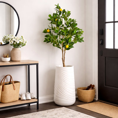 Tall Indoor/Outdoor Decorative Planter, 27" Modern Minimalist Flower Pot Home, Front Porch, Patio, Backyard & Garden Decor
