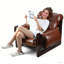 Fauteuil d'appoint en similicuir, fauteuil d'appoint moderne de style Mid-Century, fauteuil simple à coussin épaissi, fauteuil de salon pour chambre à coucher, brun