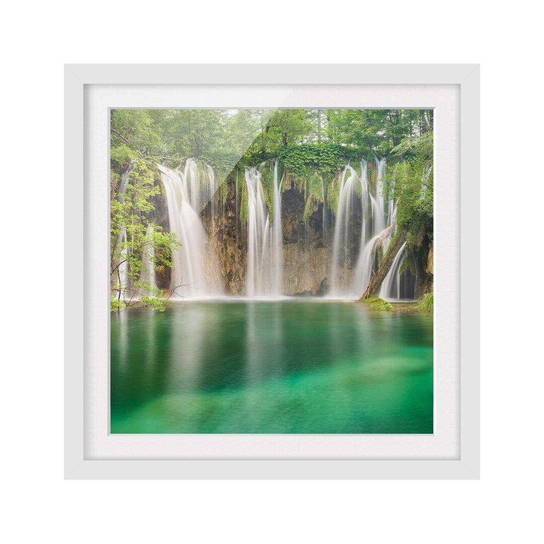 Gerahmter Fotodruck Plitvice Lakes Waterfall