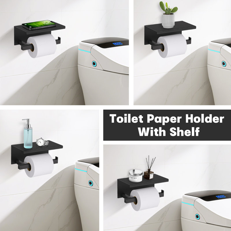 Bathroom Toilet Paper Holder Wall Mount, Matte Black