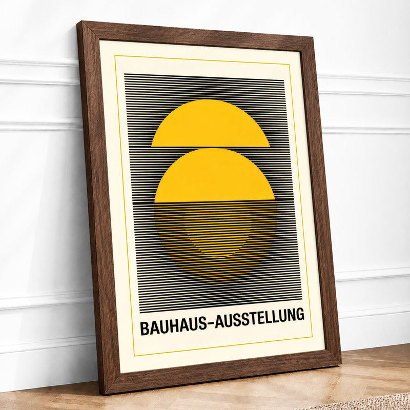 Bauhaus Exhibition Geometric - Framed Print, A4 - 29.7 x 21.0 cm, Walnut