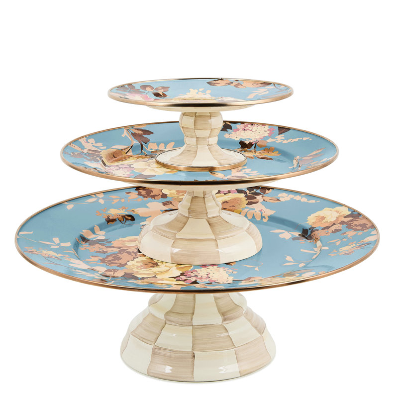 Wild Rose Small Pedestal Platter, Slate