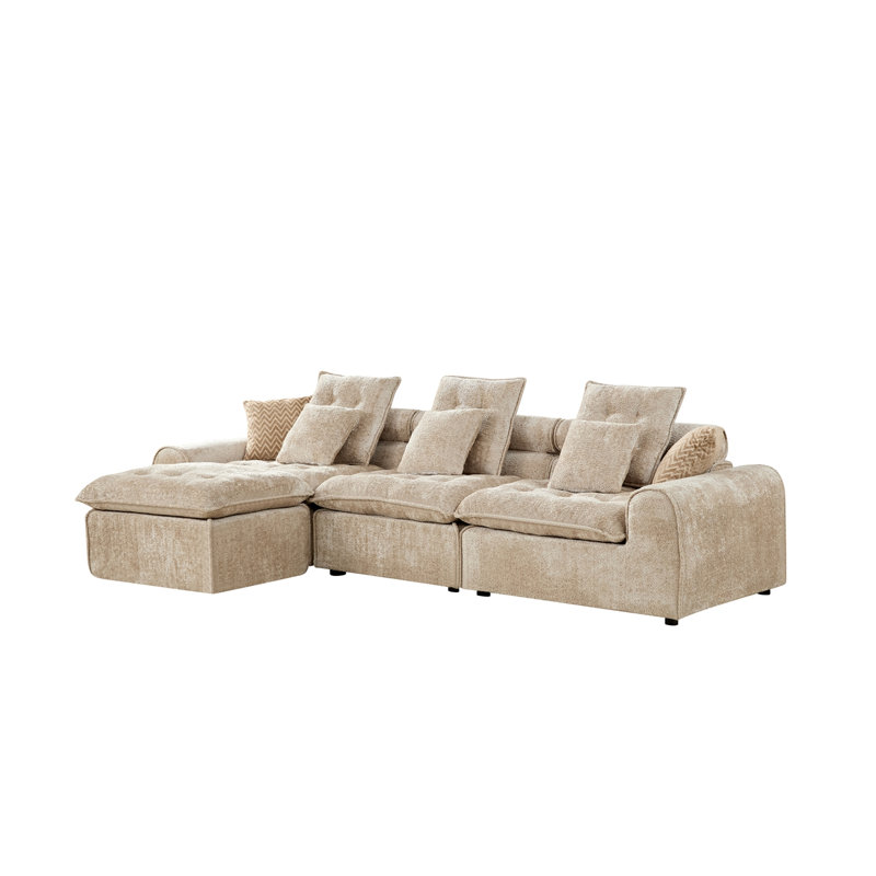 Canapé modulaire en laine d'agneau moelleux de 129,8 po Camel