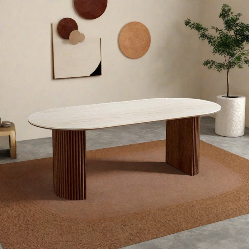 Table de salle à manger de style français rétro, H 29,52 po x L 70,86 po x l 31,49 po