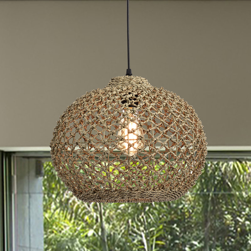 Luminaire suspendu sphère en rotin 1 lumière Martha