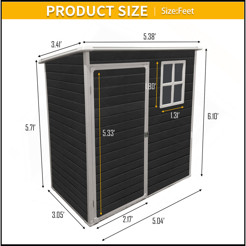 5X3ft Resin Outdoor Storage Shed Kit-Perfect To Store Patio Furniture