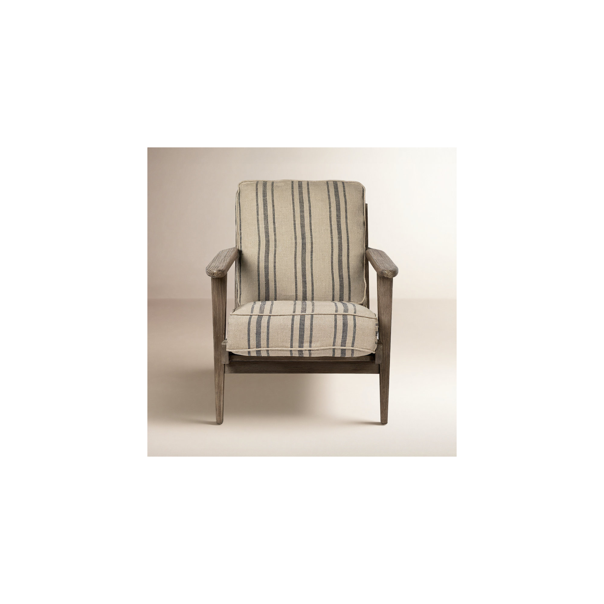 Roxy Upholstered Armchair, Gray/Beige Cotton Blend
