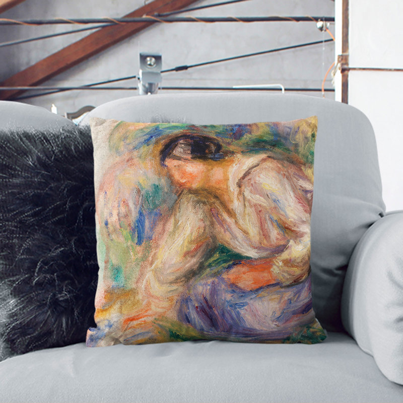 Woman In Skirt Square Throw Cushion, 55cm H x 55cm W x 20cm D