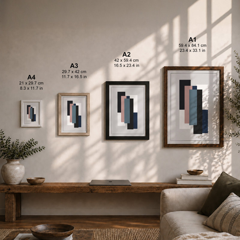 Vertical Forms Minimalist - Print, A2 - 59.4 x 42.0 cm, Walnut
