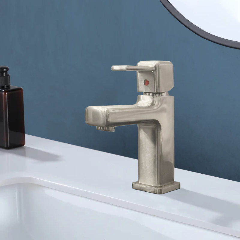 Single Handle Single Hole Bathroom Faucet in Brushed Nickel
