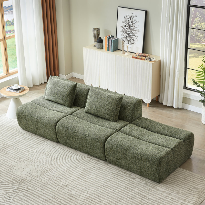 Chenille 3 places compressée pour appartement et salon, sans assemblage, peu encombrante, confortable, 1 configuration, siège surdimensionné avec ressorts ensachés, appartements compacts Saving, doux,