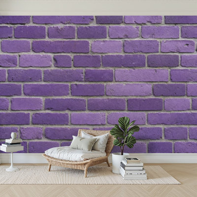 Wall Mural Peel and Stick Wallpaper Purple brick building wall Self-Adhesive Removable Contact Paper Wall Decor for Living Room Bedroom 100"H x 144"W