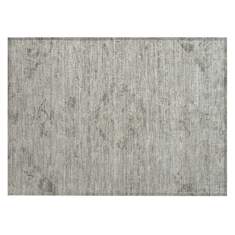 Machine Washable Indoor/Outdoor Segin ACN1111 Pewter, Rectangle 1'8" x 2'6"