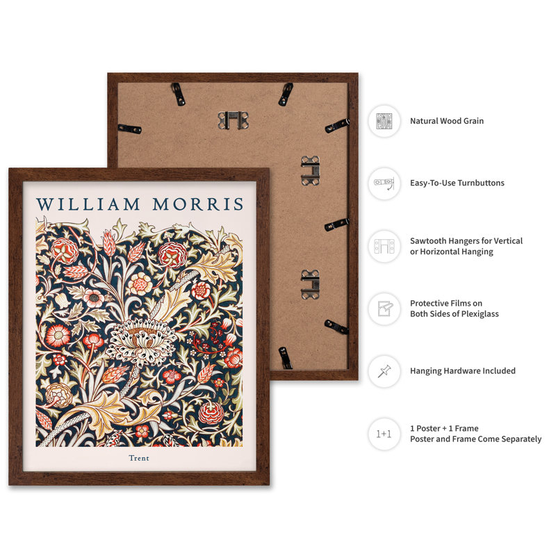 William Morris - Trent No1, Poster, 18"H x 24"W, Brown Framed