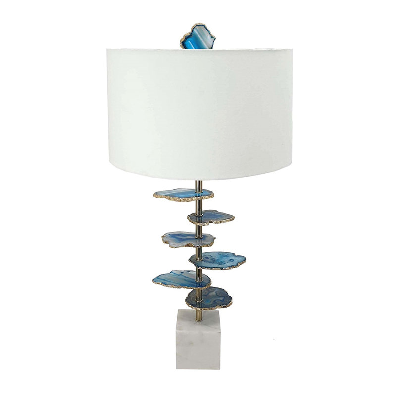 Woodcroft Table Lamp, White/Blue