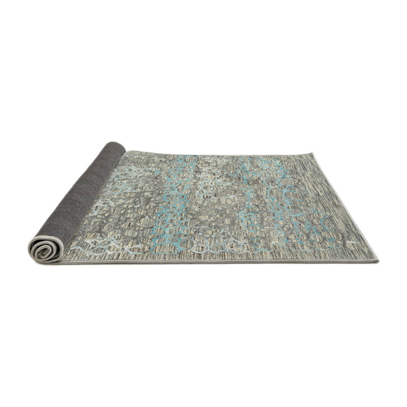 Tapis abstrait gris / bleu, Rond 6 pi