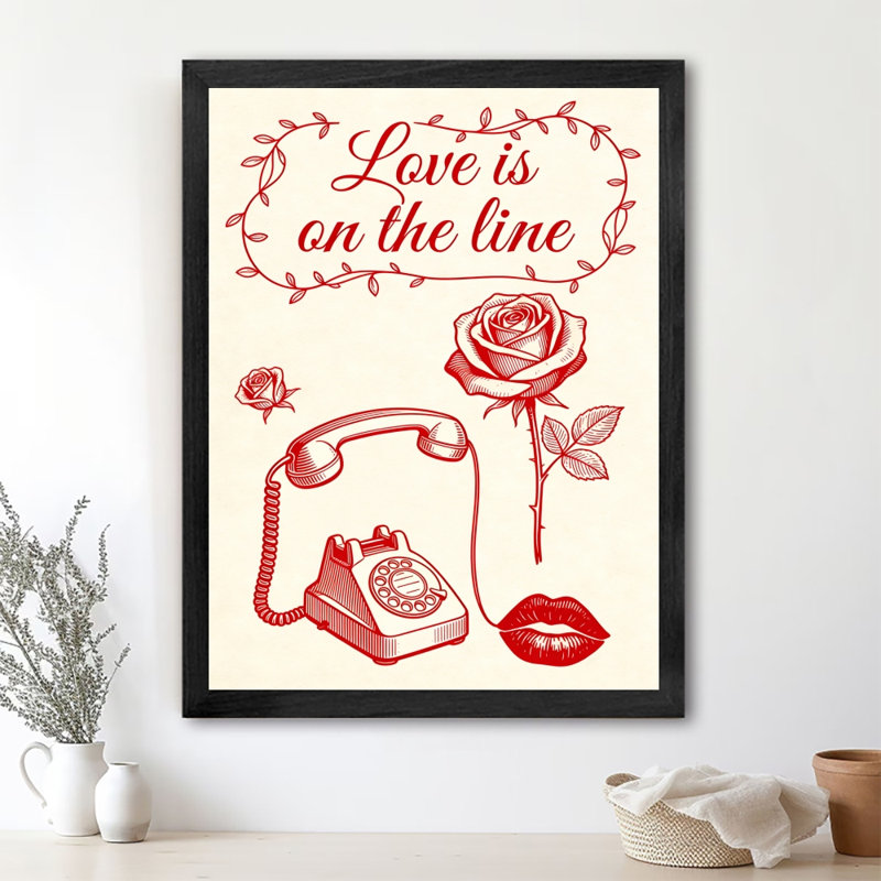 «Black Love», «Love is on the line», impression sur toile, thème de la Saint-Valentin, impressions encadrées