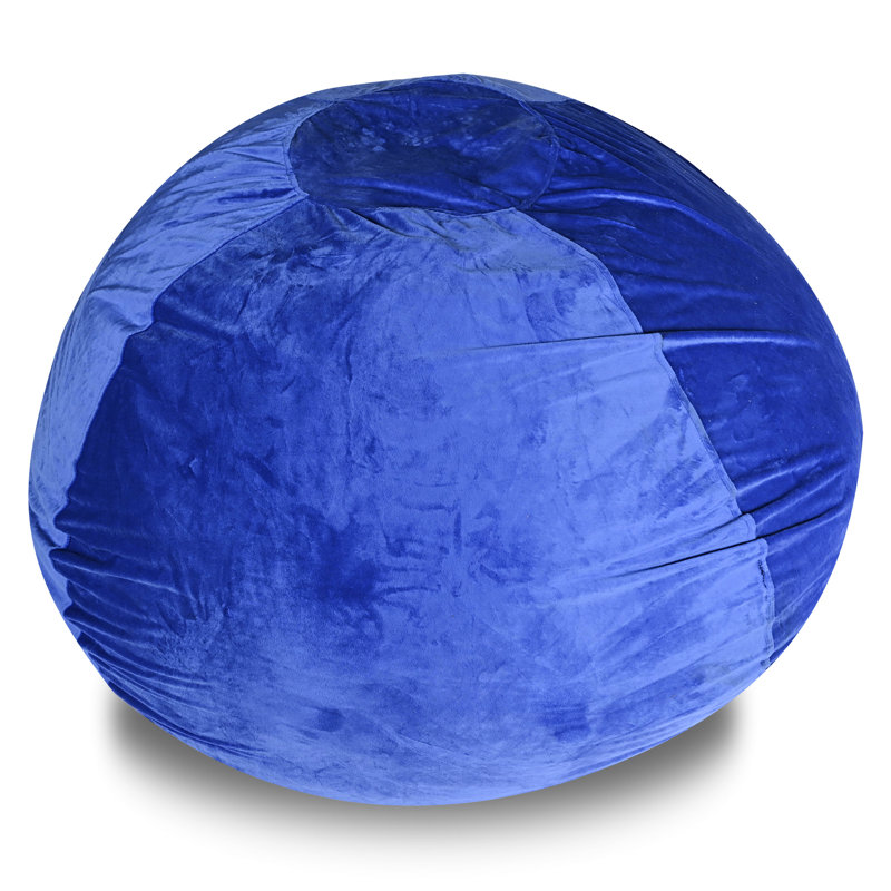 Fauteuil à billes 4 pi en velours bleu - Fauteuil pour adultes avec housse lavable scintillante et durable