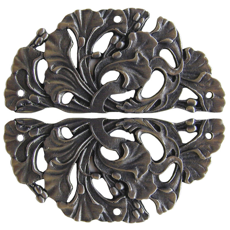 Florid Leaves 2.5'' x 1.25'' Surface Mount Hinge, Antique Pewter