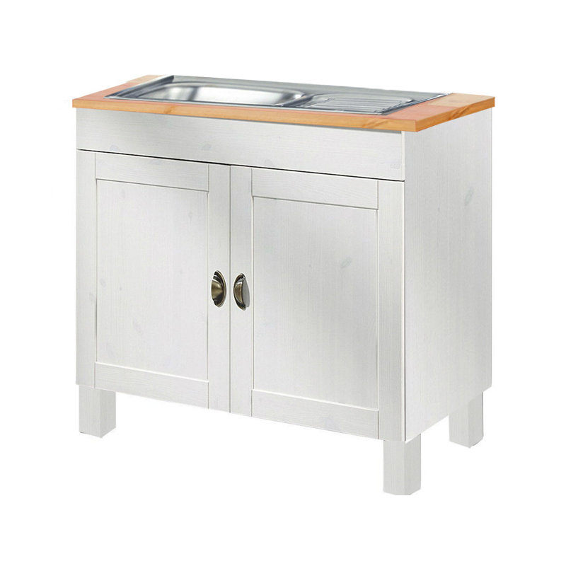 Edgarton 100cm Single Bathroom Vanity Base Only, White/Honey