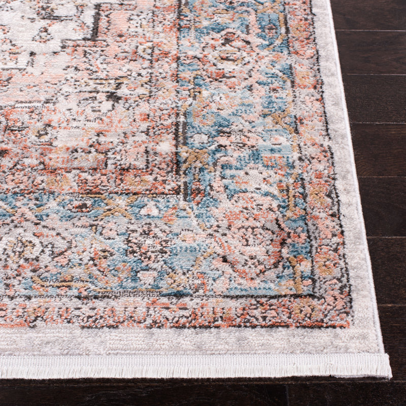 Tapis oriental gris / bleu Quinnipack, Rectangle 2 pi 6 po x 4 pi