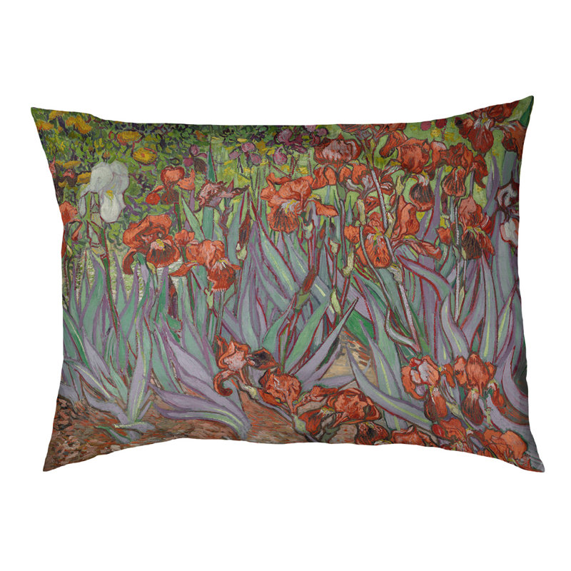 Coussin stylisé irises Burk, L 32,5 po x l 42,5 po, Orange / Noir