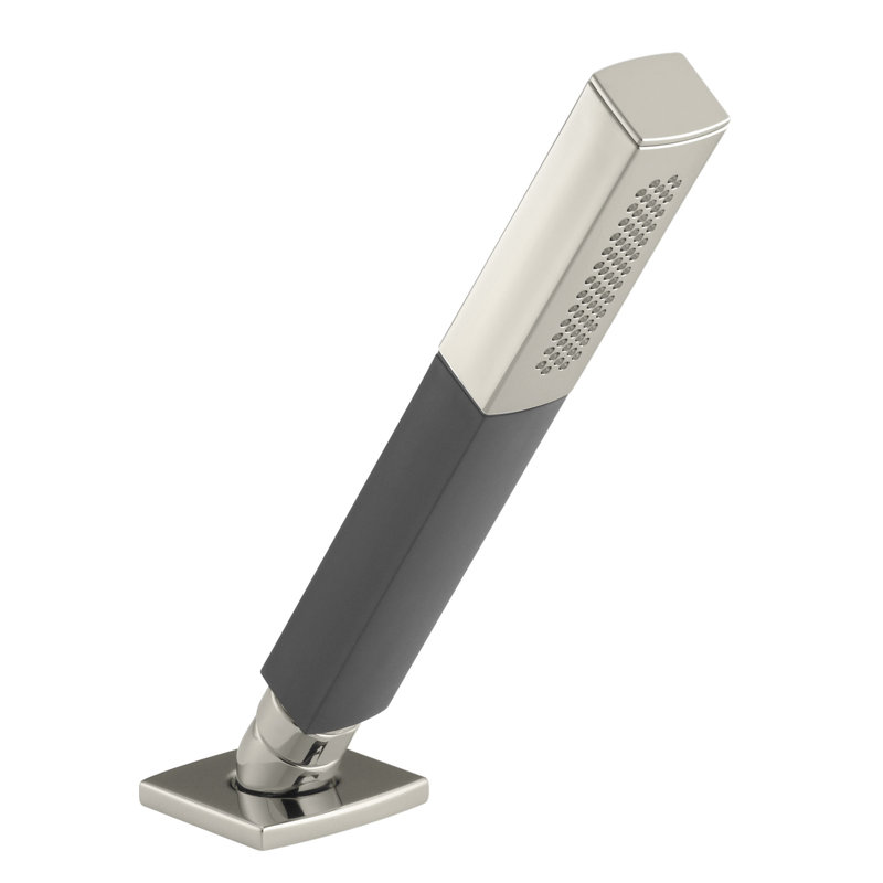 Pomme de douche à main carrée à 2 voies avec poignée grise 2,5 gpm Shift, Nickel poli éclatant