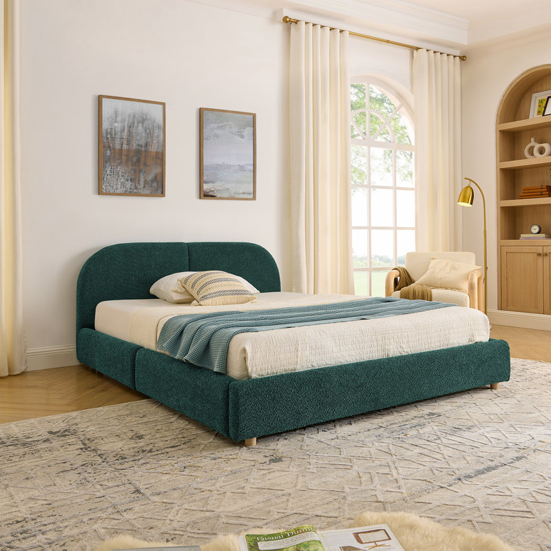 Lit de style moderne et minimaliste, Grand lit, Vert