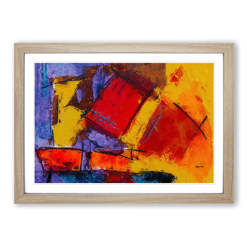 Abstract Vol.387 by S.Johnson - Single Picture Frame Painting, 24cm H x 33cm W x 2cm D, Oak Framed